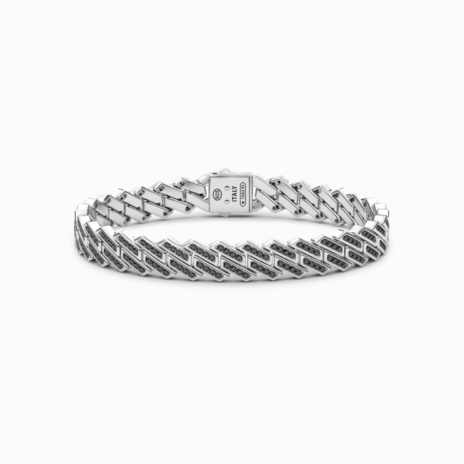 Curb chain Zancan bracelet in sterling silver with stones.